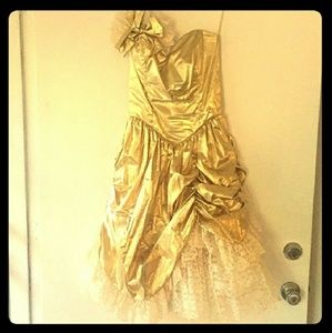 Vintage 80's Rockabilly Gold Dress